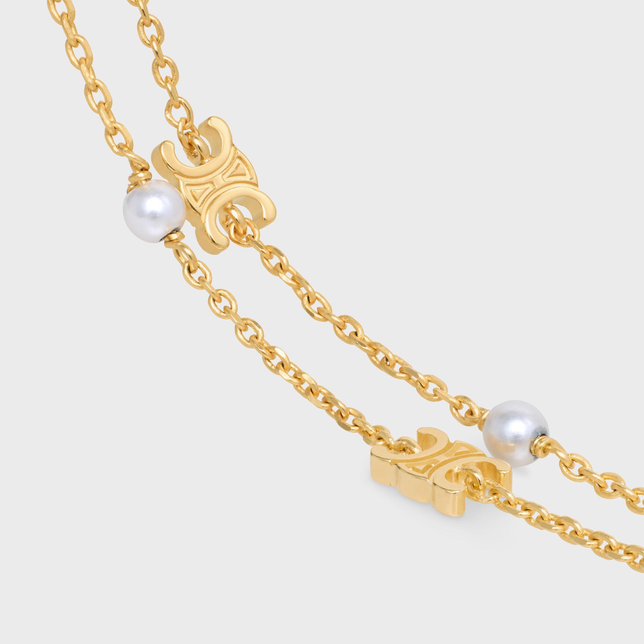 Les Perles Celine Double Bracelet in Brass with Gold Finish and Resin Pearls Product Image