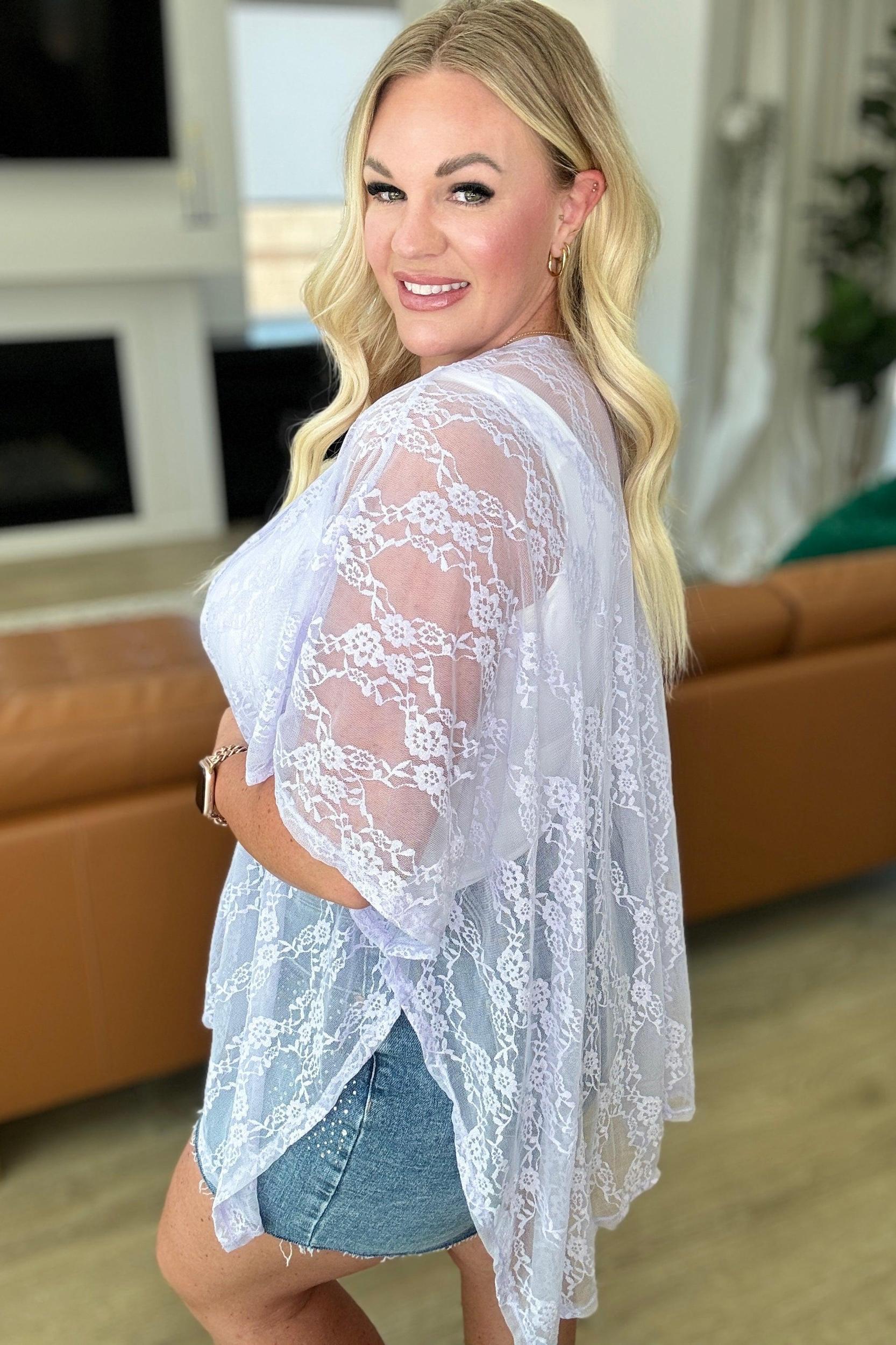 Good Days Ahead Lace Kimono In Lavender Product Image