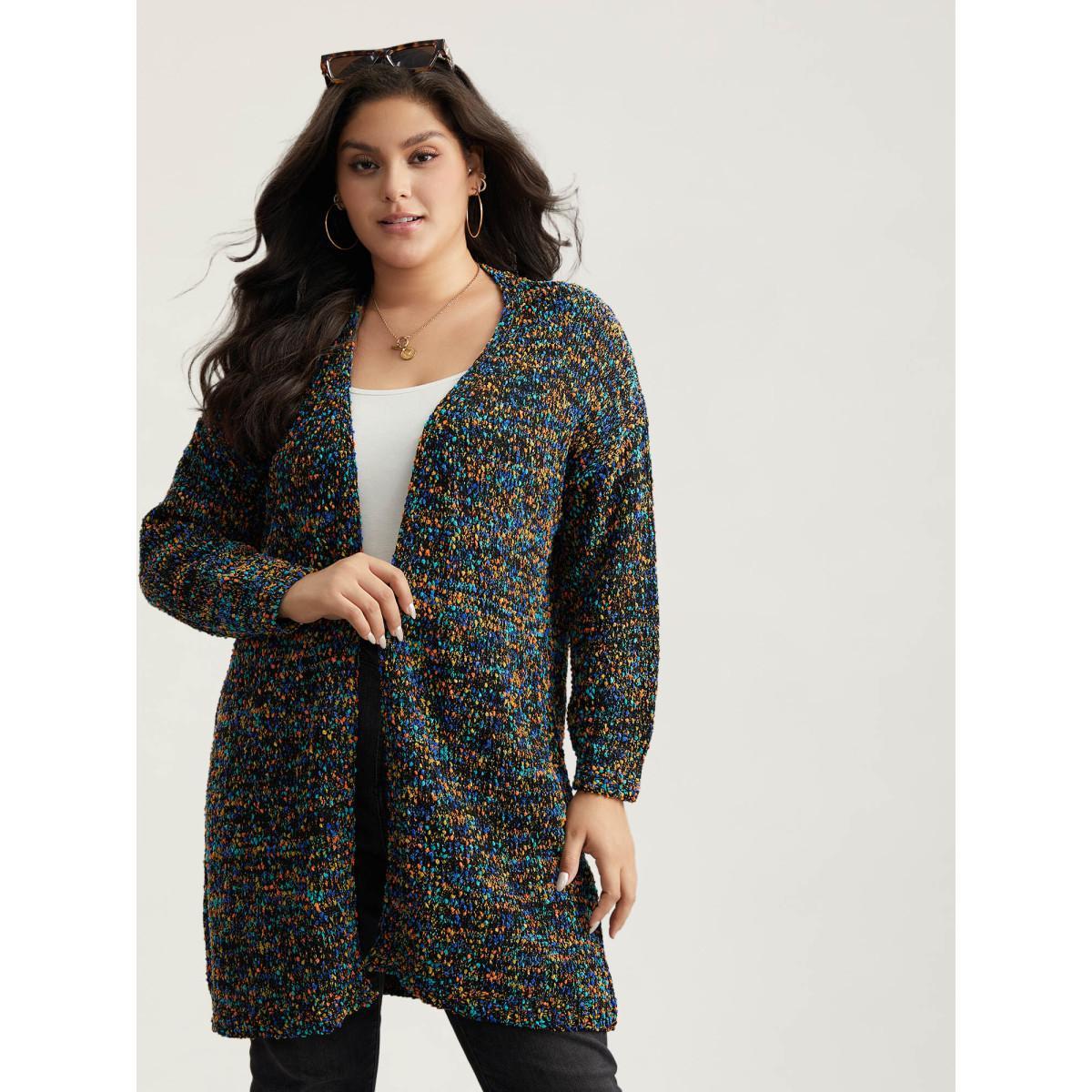 Plus Size Color Textured Open Front Cardigan Multicolor Women Casual Loose Long Sleeve Dailywear Cardigans BloomChic 18-20/2X Product Image
