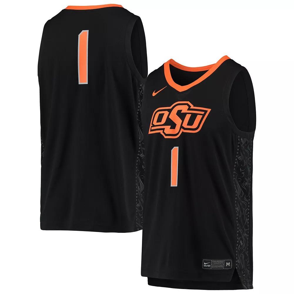 Men's Nike #1 Black Oklahoma State Cowboys Team Replica Basketball Jersey, Size: Large Product Image