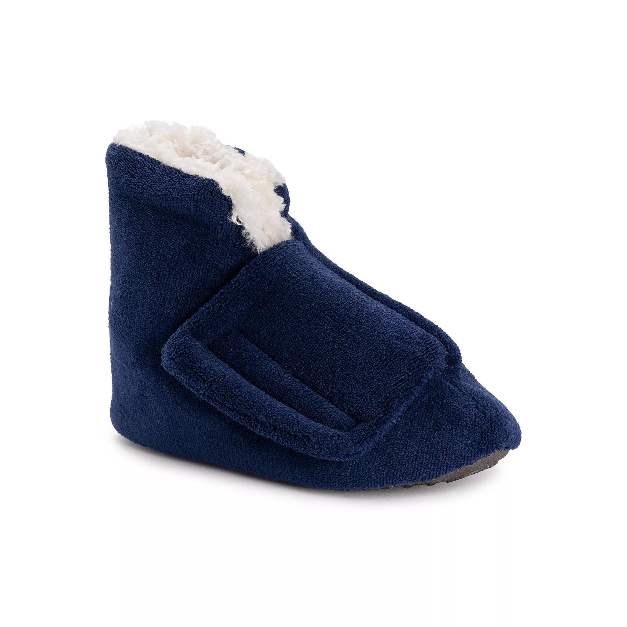 Softones by MUK LUKS Adjustable Shearling Mens Bootie Slippers Blue Product Image