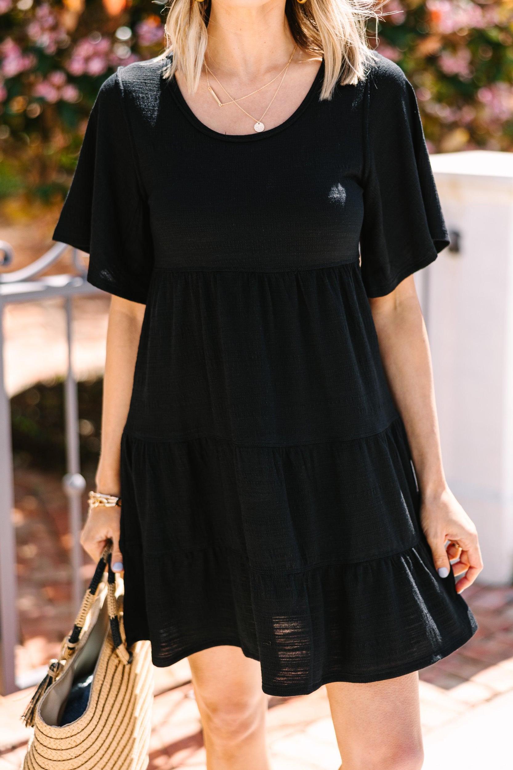 All In The Details Black Babydoll Dress Female Product Image