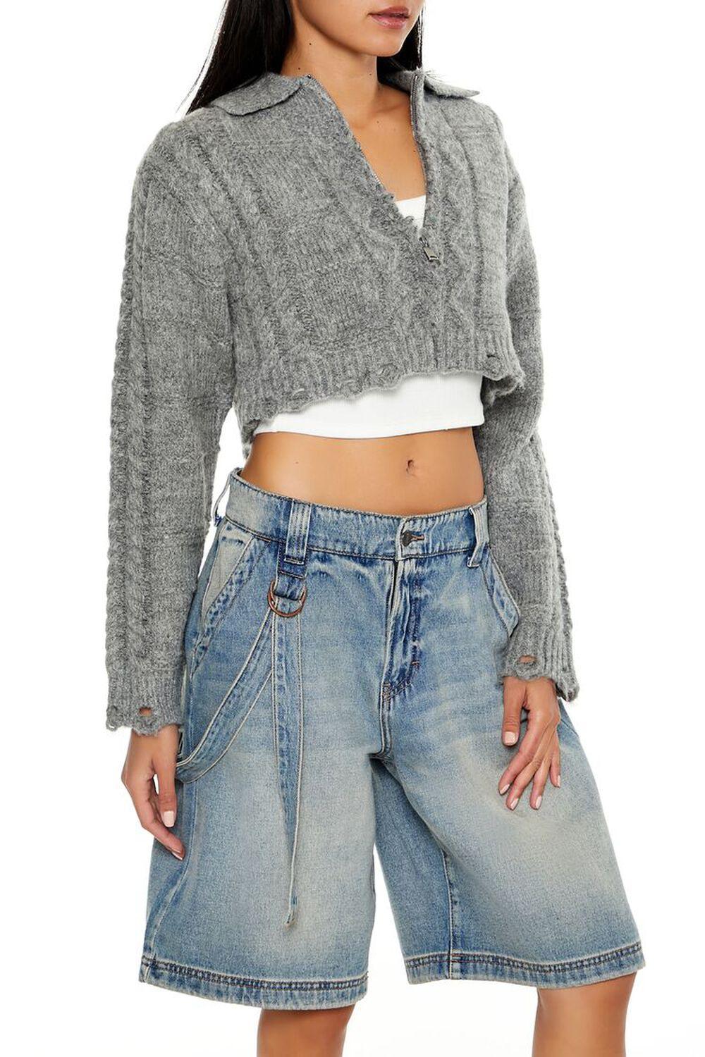 Cable Knit Sharkbite Half-Zip Sweater | Forever 21 Product Image