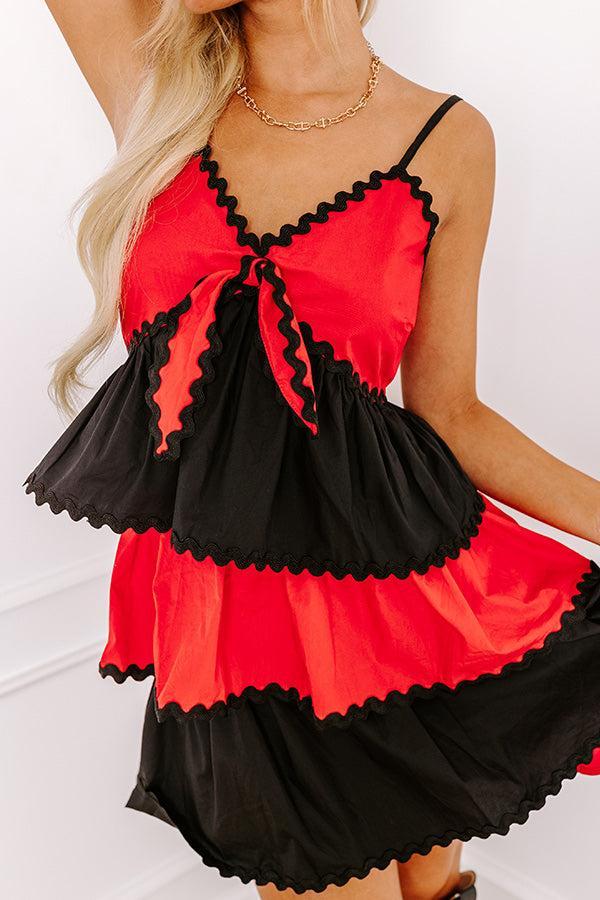 Spirit Squad Tiered Mini Dress in Red/Black Product Image