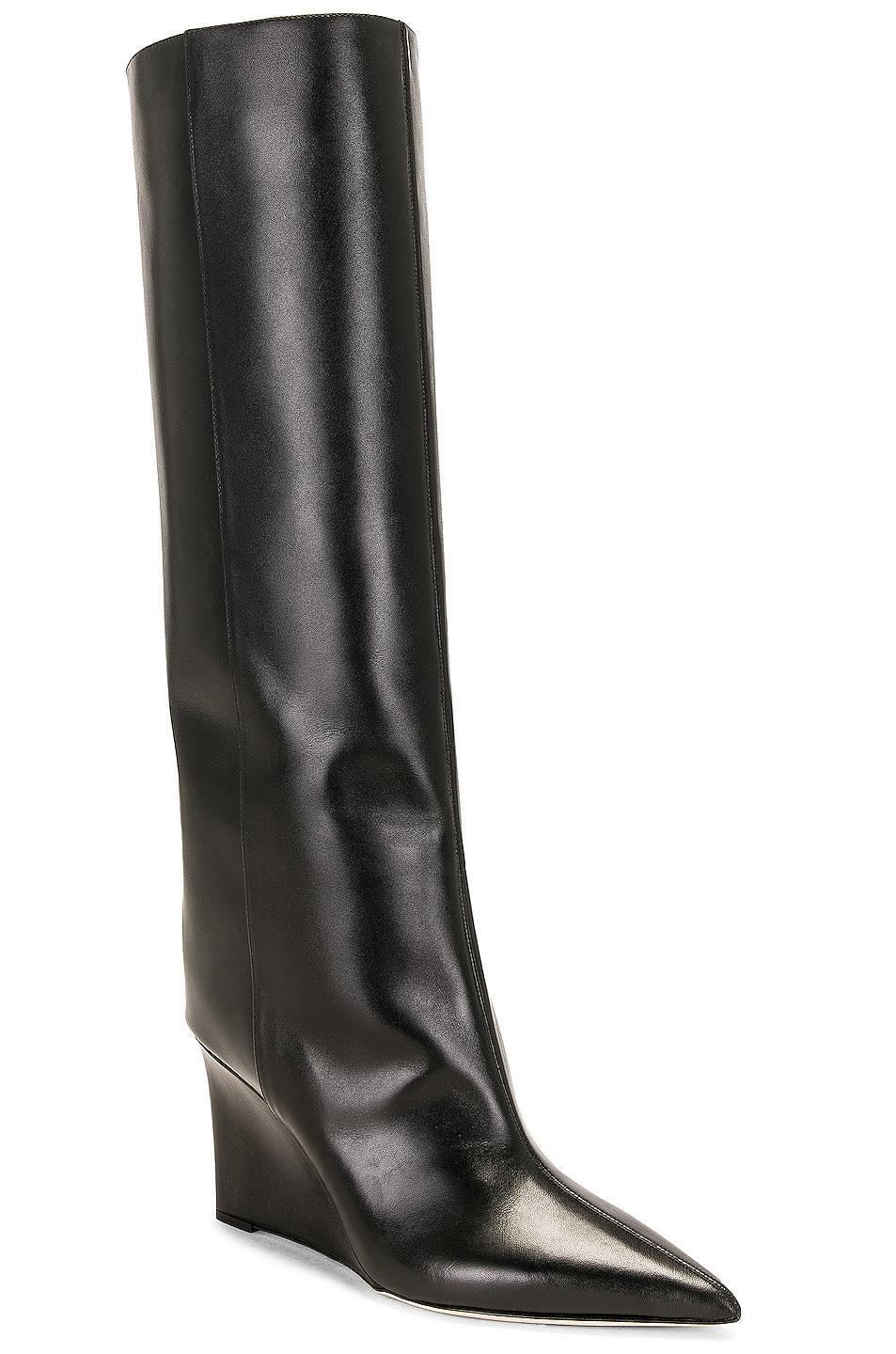 Jimmy Choo Blake 85 Leather Wedge Boot in Black - Black. Size 37.5 (also in 36). Product Image