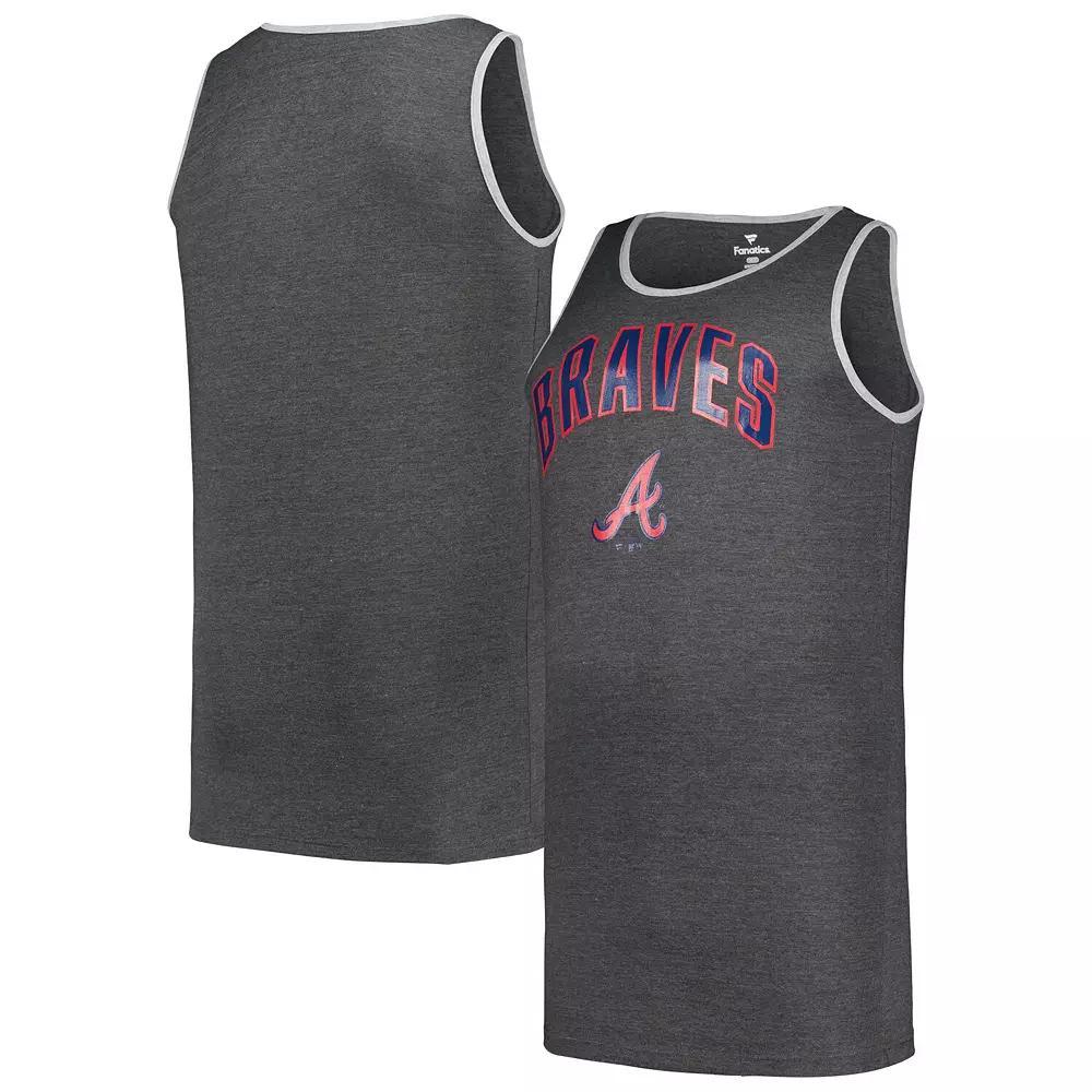 Men's Profile Heather Charcoal Atlanta Braves Big & Tall Arch Over Logo Tank Top, Size: 2XLT Product Image