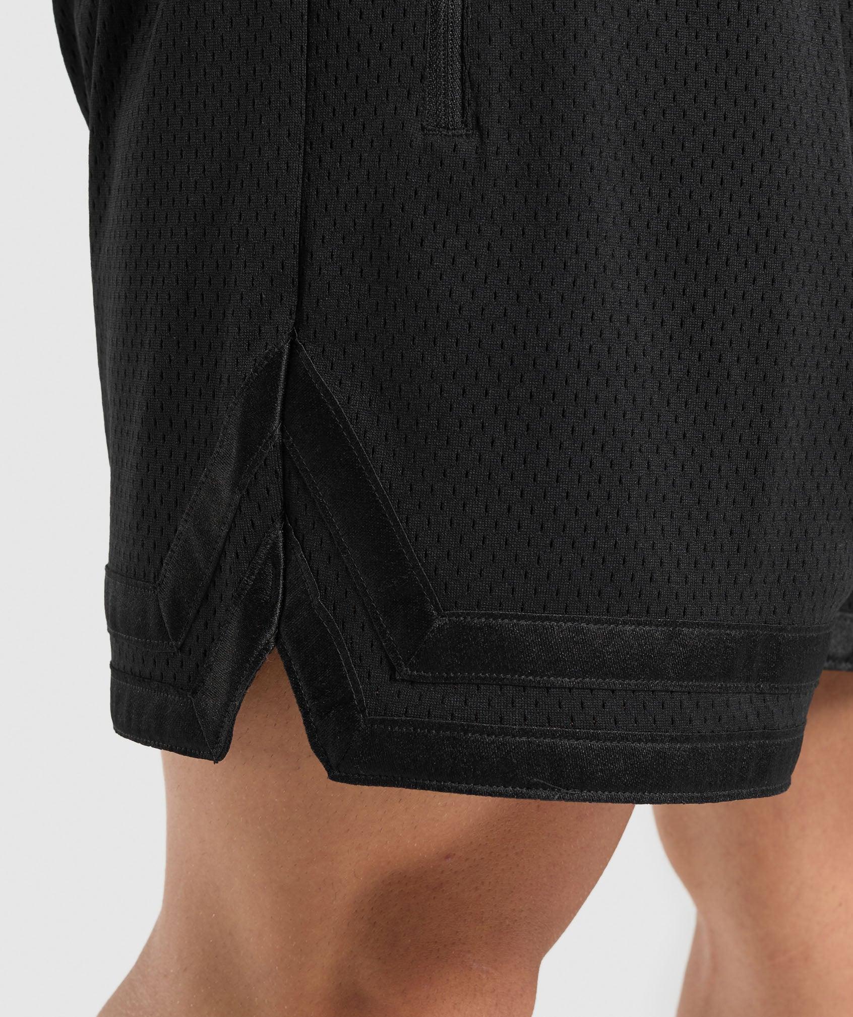 Gymshark Varsity Mesh Shorts - Black/White Logo Male Product Image
