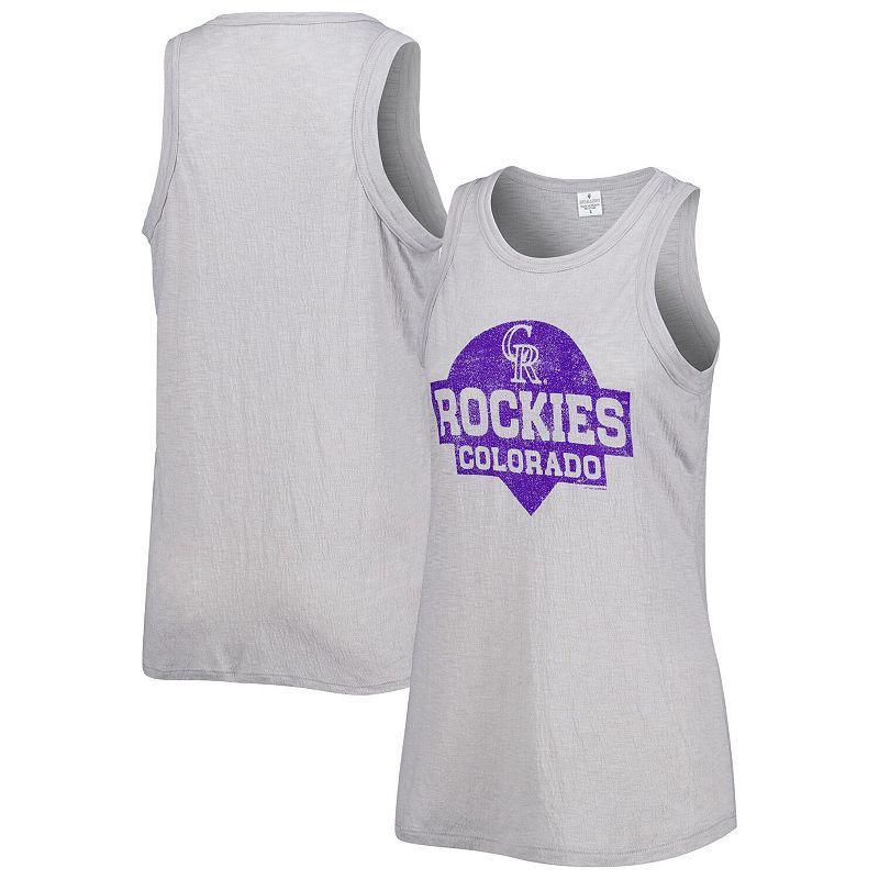 Womens Soft as a Grape Gray Colorado Rockies Tri-Blend Tank Top Product Image