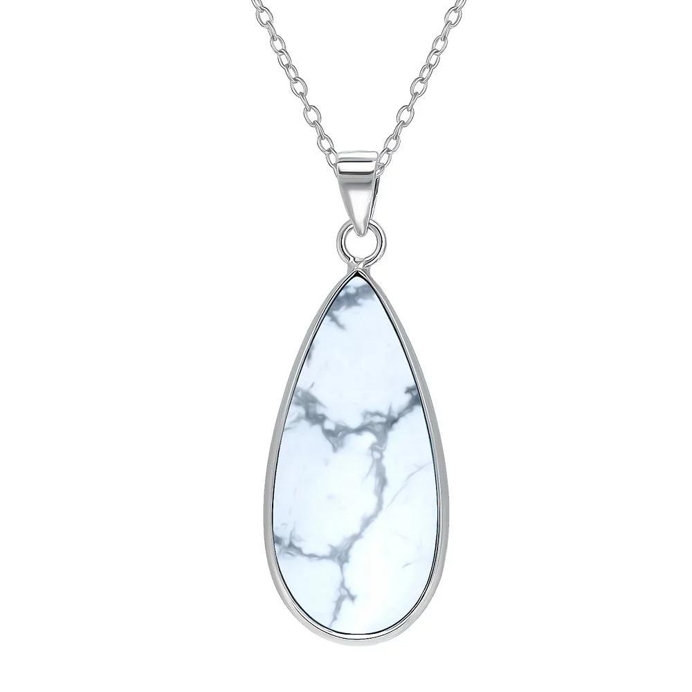 Aleure Precioso Sterling Silver Pear Shaped Gemstone Drop Pendant Necklace, Women's, Size: 18", White Product Image