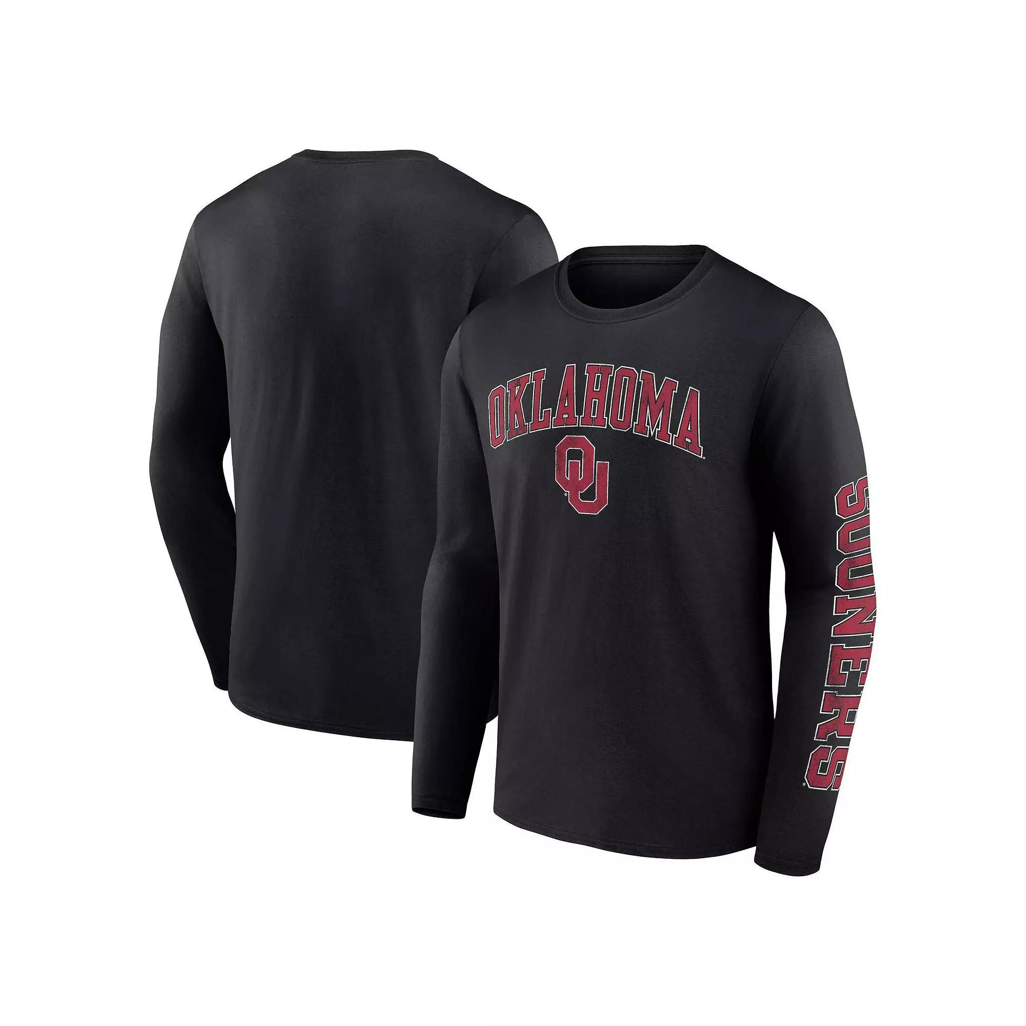 Men's Fanatics Branded Heather Charcoal Oklahoma Sooners Distressed Arch Over Logo Long Sleeve T-Shirt, Size: Medium Product Image