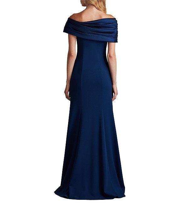 Tadashi Shoji Pleated Taffeta Off the Shoulder Mix Media Aline Gown Product Image