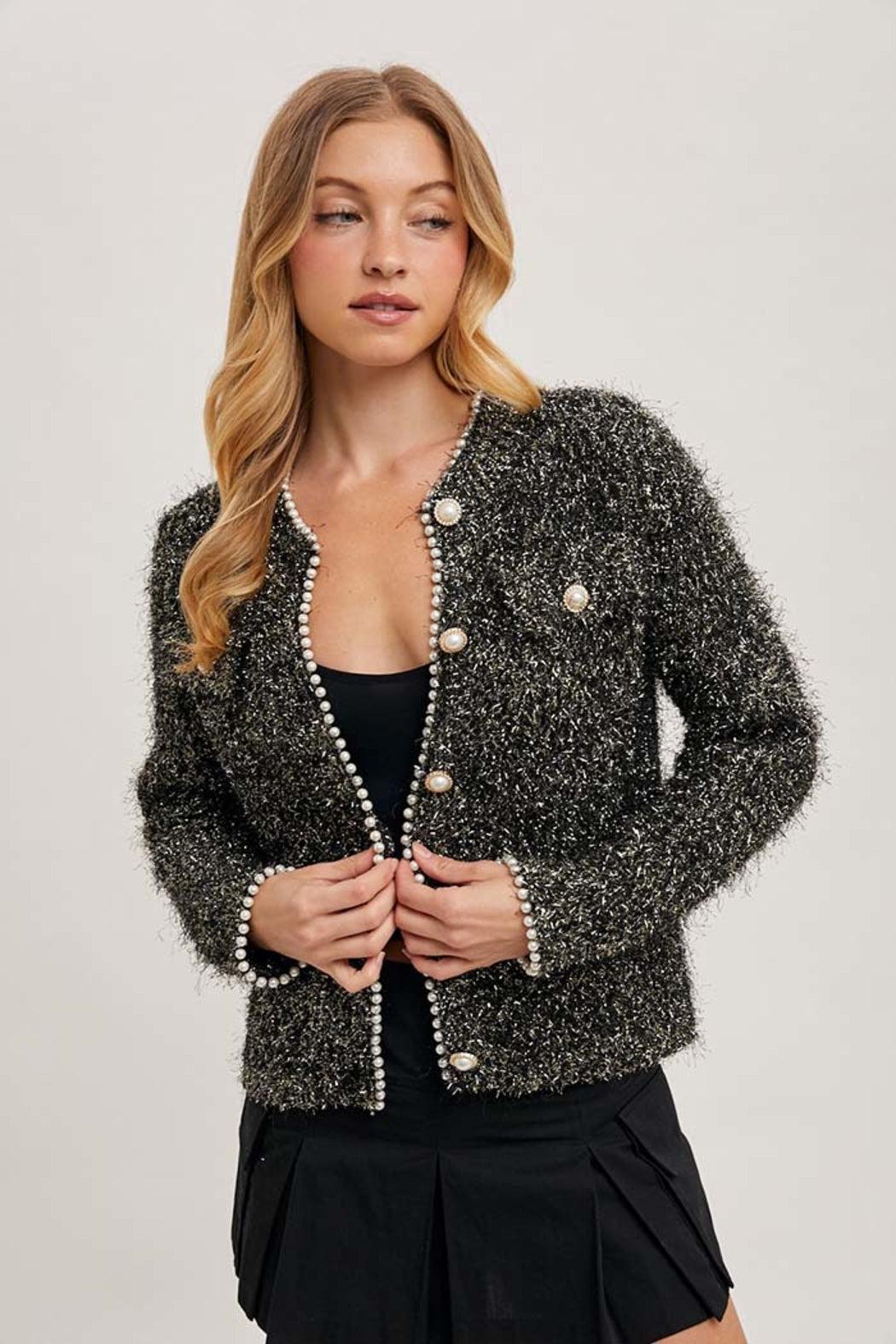 Pearl Button Sweater Jacket Product Image