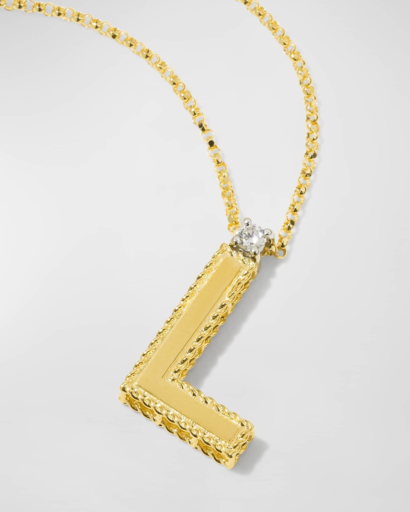 Princess 18K Yellow Gold Diamond Initial Necklace, L Product Image