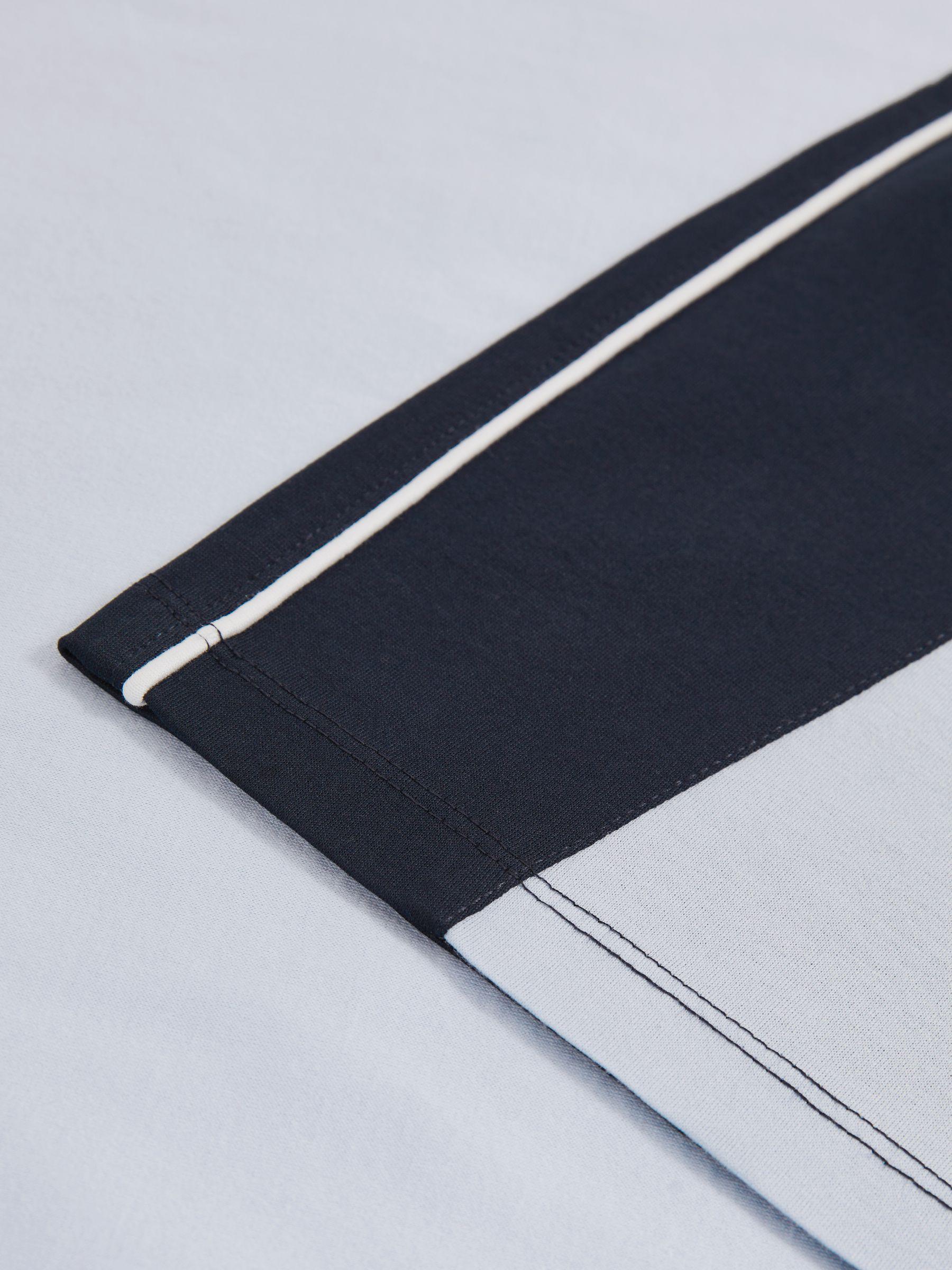Mercerised-Cotton Colour-Block T-Shirt in Soft Blue/Navy Product Image
