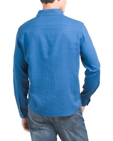 Long Sleeve Linen Blend Solid Shirt for Men | Cotton/Viscose Product Image