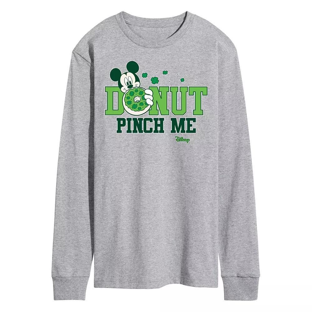 Disneys Mickey Mouse Mens Donut Pinch Me Graphic Long Sleeve Graphic Tee Blue Product Image