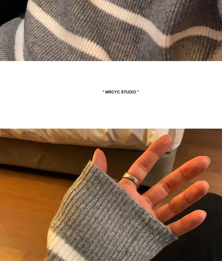 Half-Zip Striped Ribbed Sweater Product Image