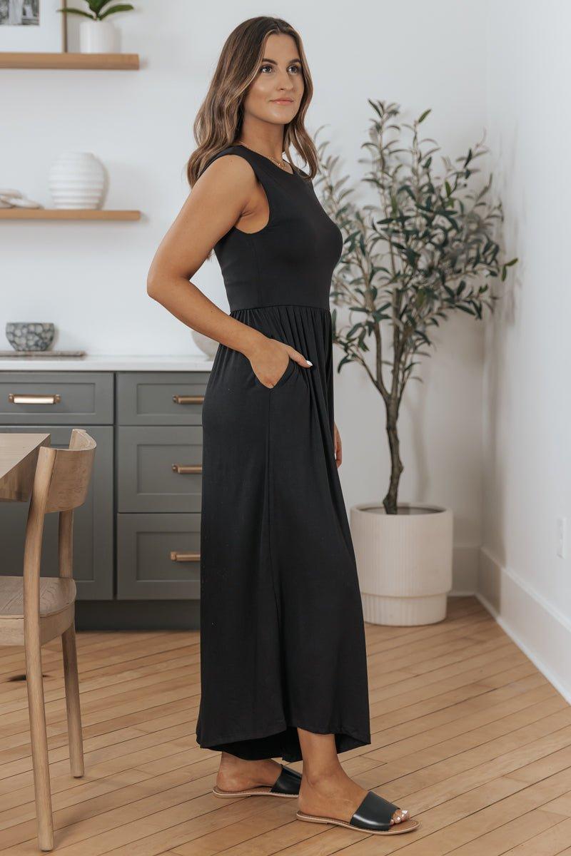 Black Open Back Wide Leg Jumpsuit Product Image