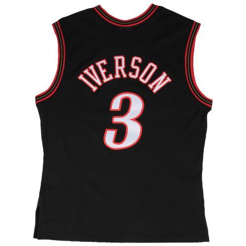 Mens Mitchell & Ness Allen Iverson Black Philadelphia 76ers Hardwood Classics Swingman Jersey Product Image