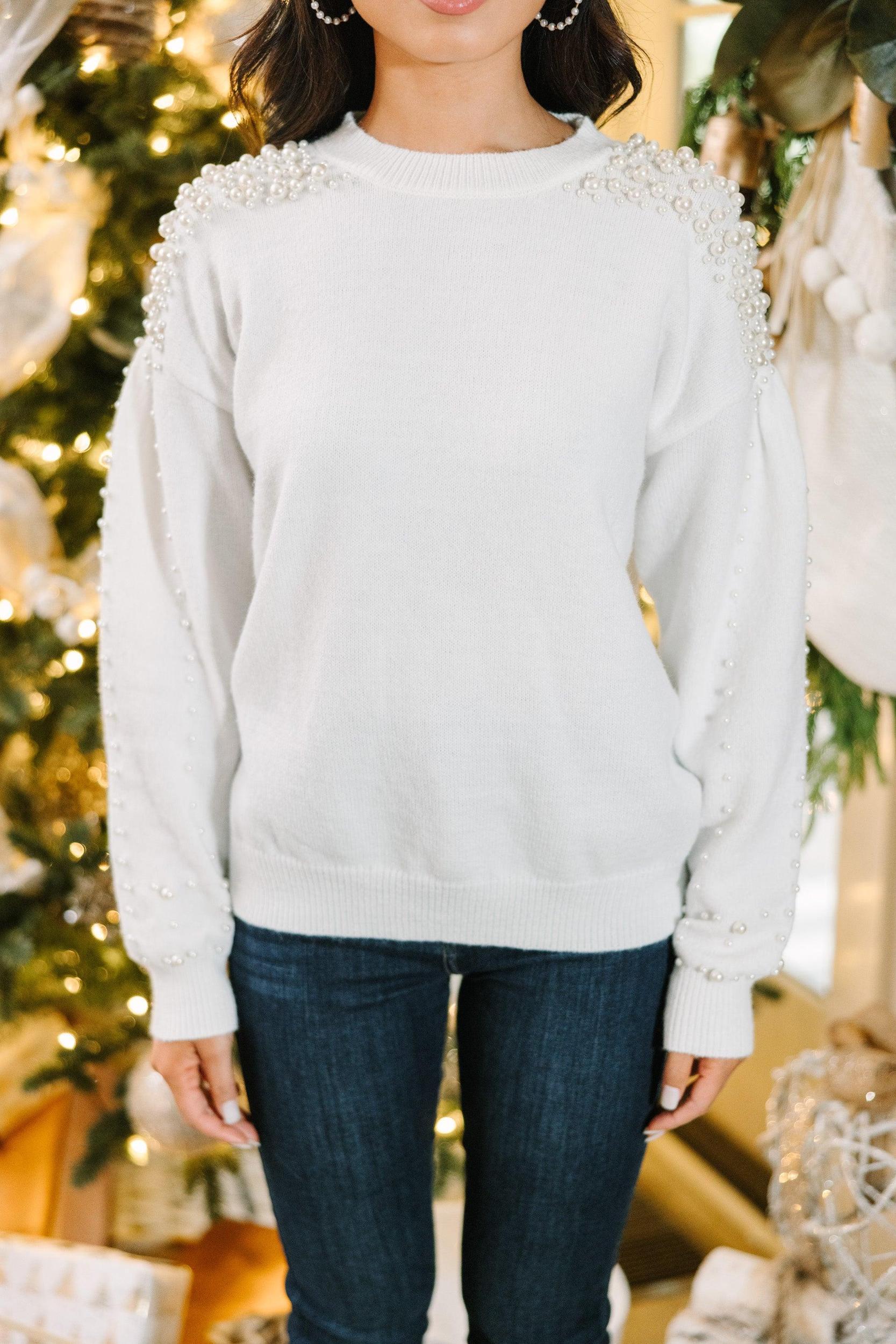 It's All You Ivory White Embellished Sweater Female Product Image