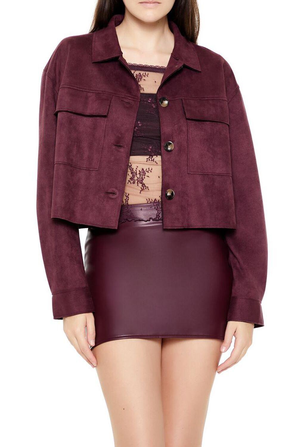 Boxy Cropped Faux Suede Shacket | Forever 21 Product Image