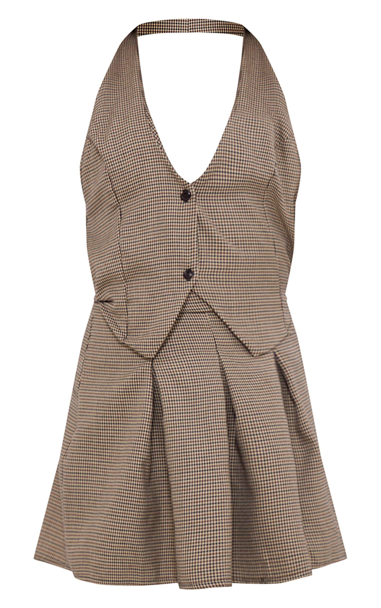 Black Dogtooth Vest Cut Out Shift Dress Product Image