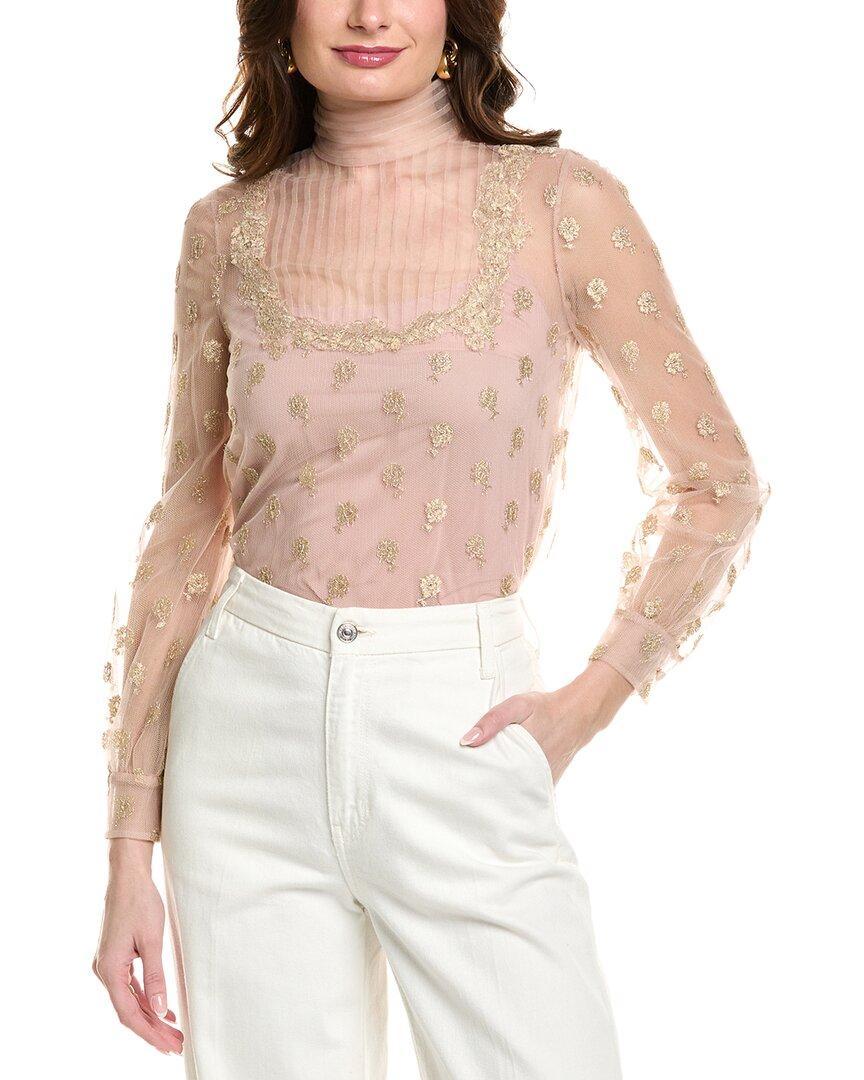 VALENTINO Pintuck Tulle Blouse In Pink Product Image