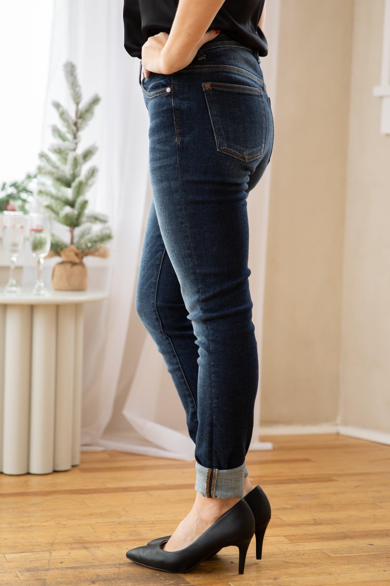 Judy Blue Dark Wash Long Inseam Skinny Jeans Product Image