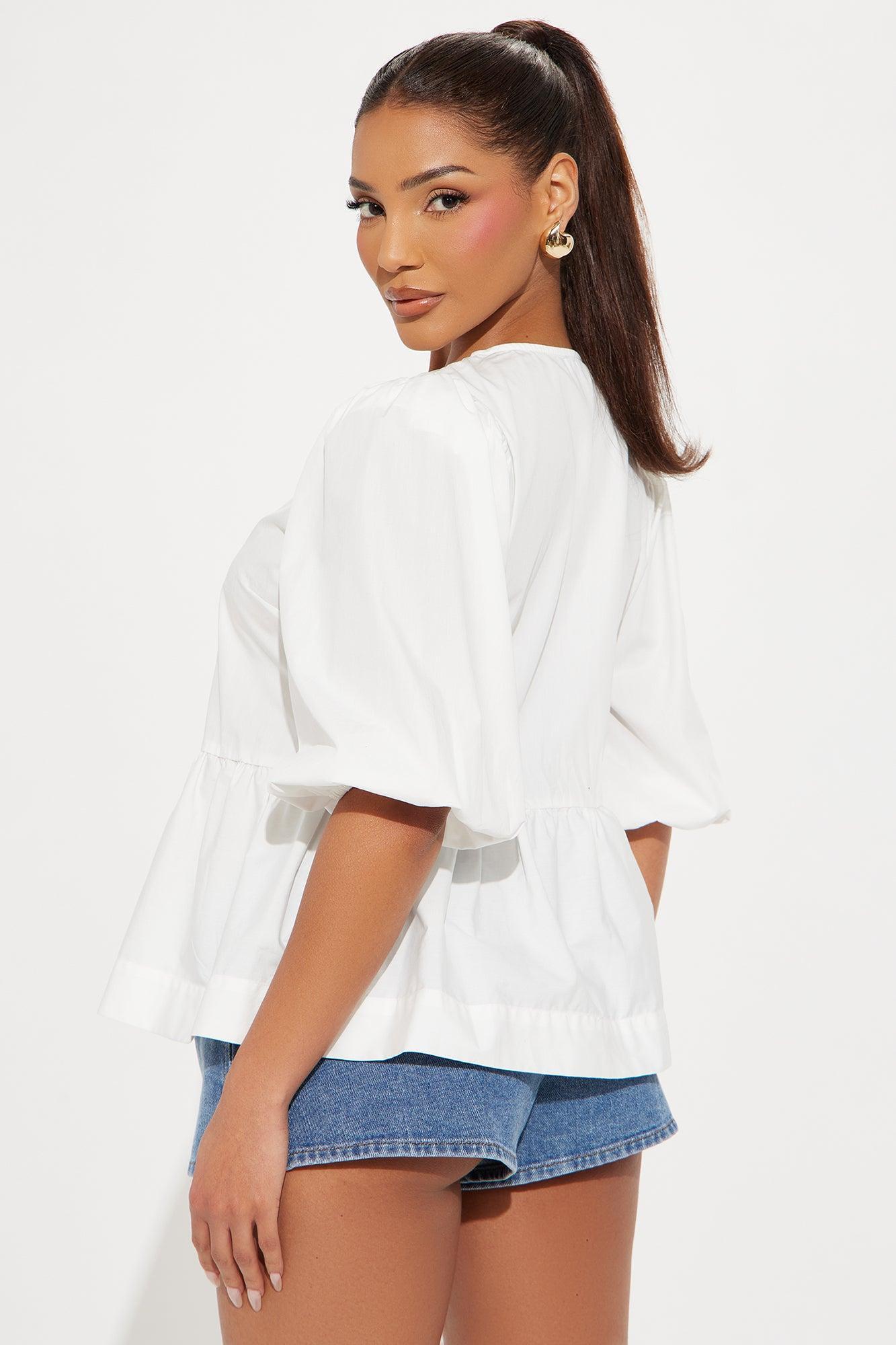 Lily Fields Puff Sleeve Top - White Product Image