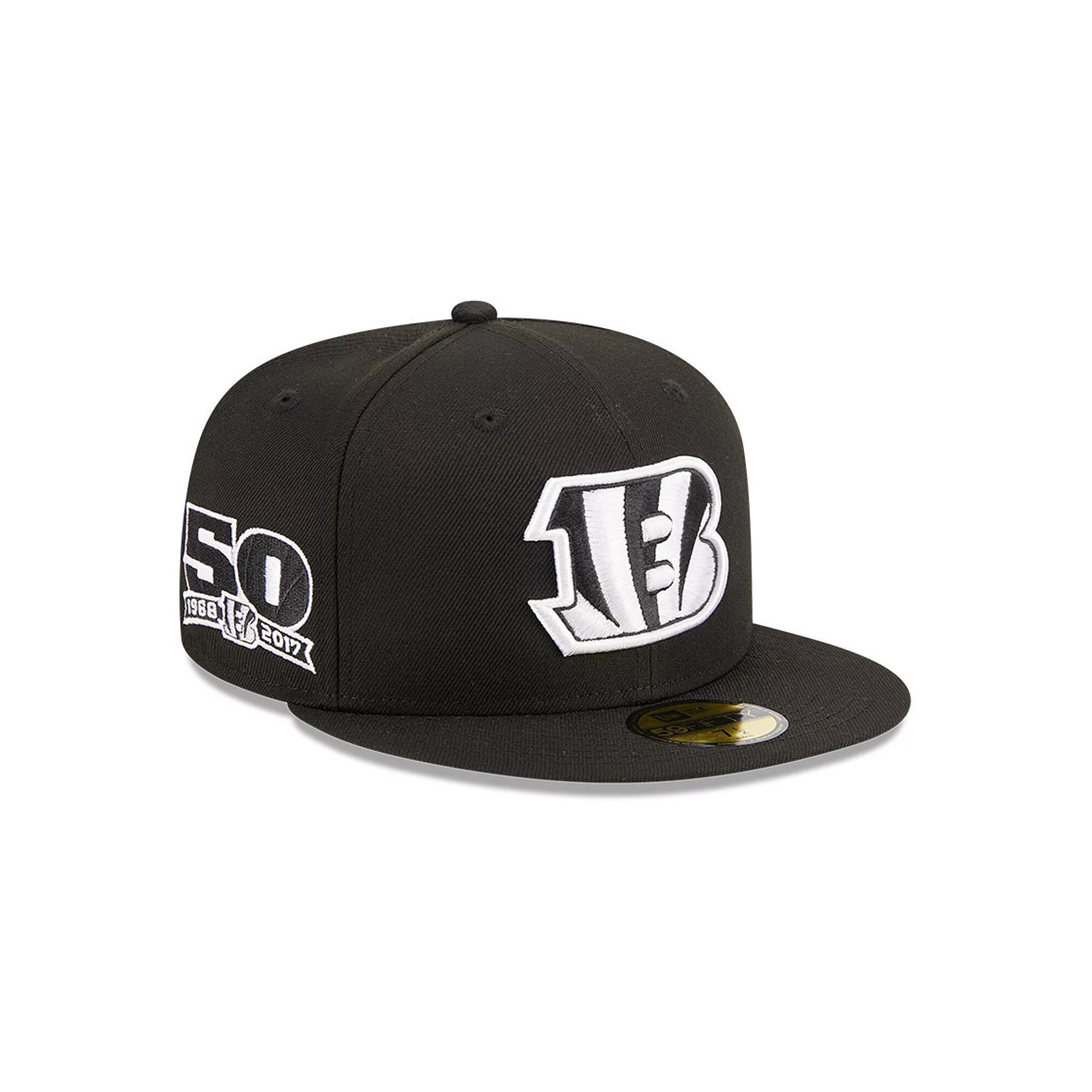 Men's New Era Black Cincinnati Bengals  Main Patch 59FIFTY Fitted Hat, Size: 7 3/8 Product Image