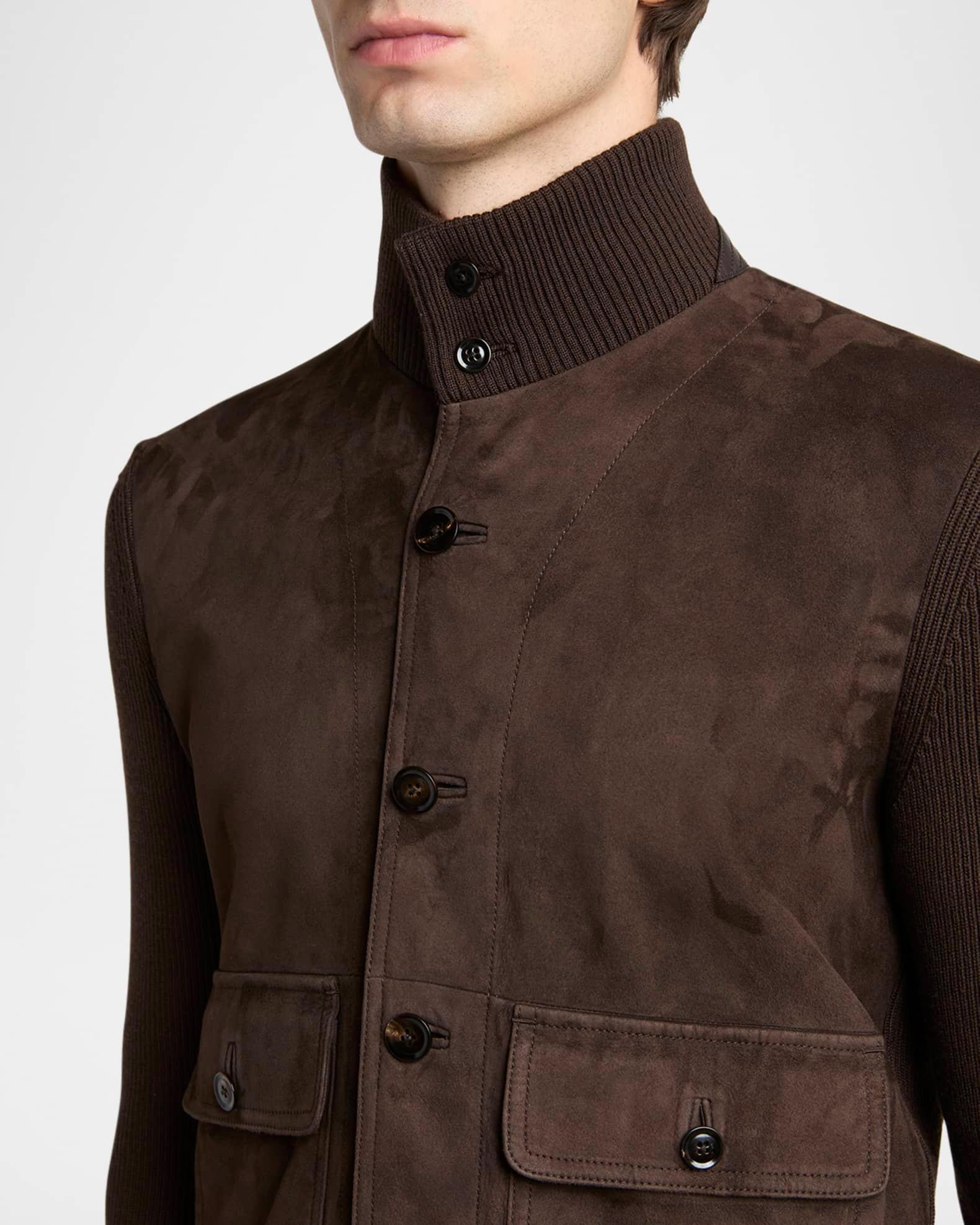 Men's Suede Front and Ribbed Merino Wool Jacket Product Image