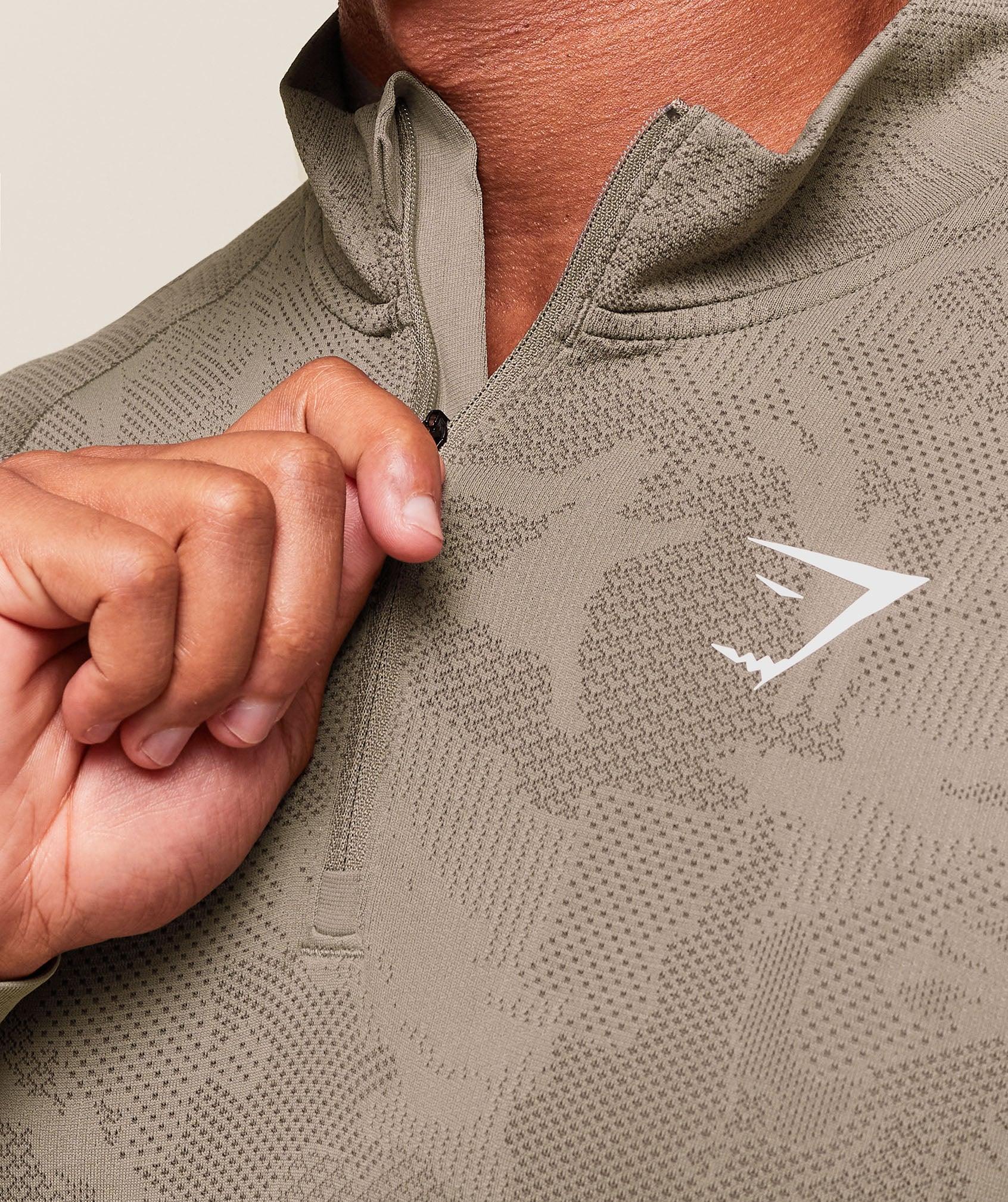 Gymshark Geo Seamless 1/4 Zip - Linen Brown/Camo Brown Male Product Image