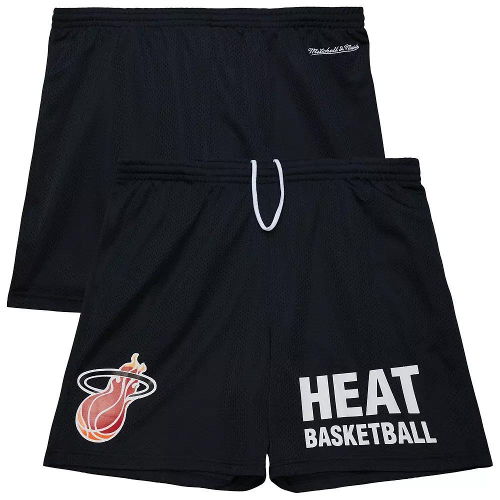 Men's Mitchell & Ness Black Miami Heat Hardwood Classics Gameday Mesh Shorts, Size: 2XL Product Image