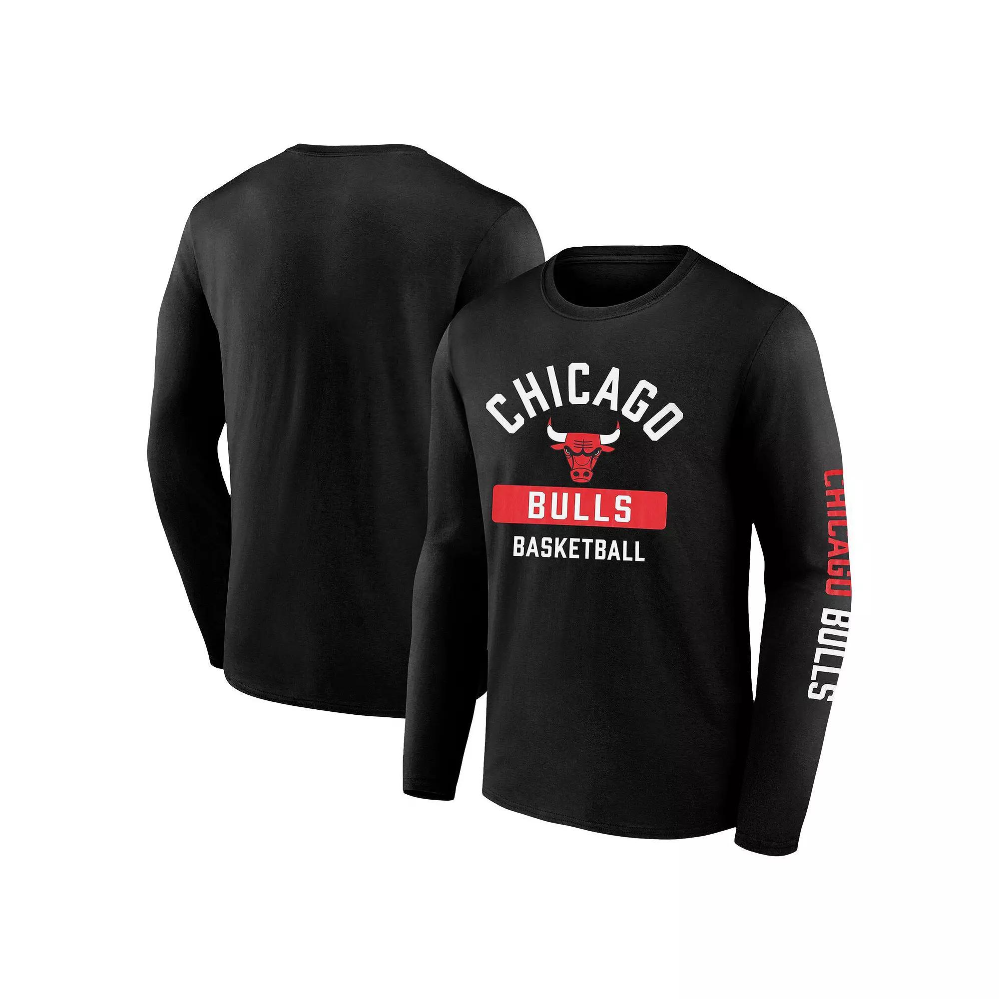 Men's Fanatics  Black Chicago Bulls Long Sleeve T-Shirt, Size: 4XL Product Image