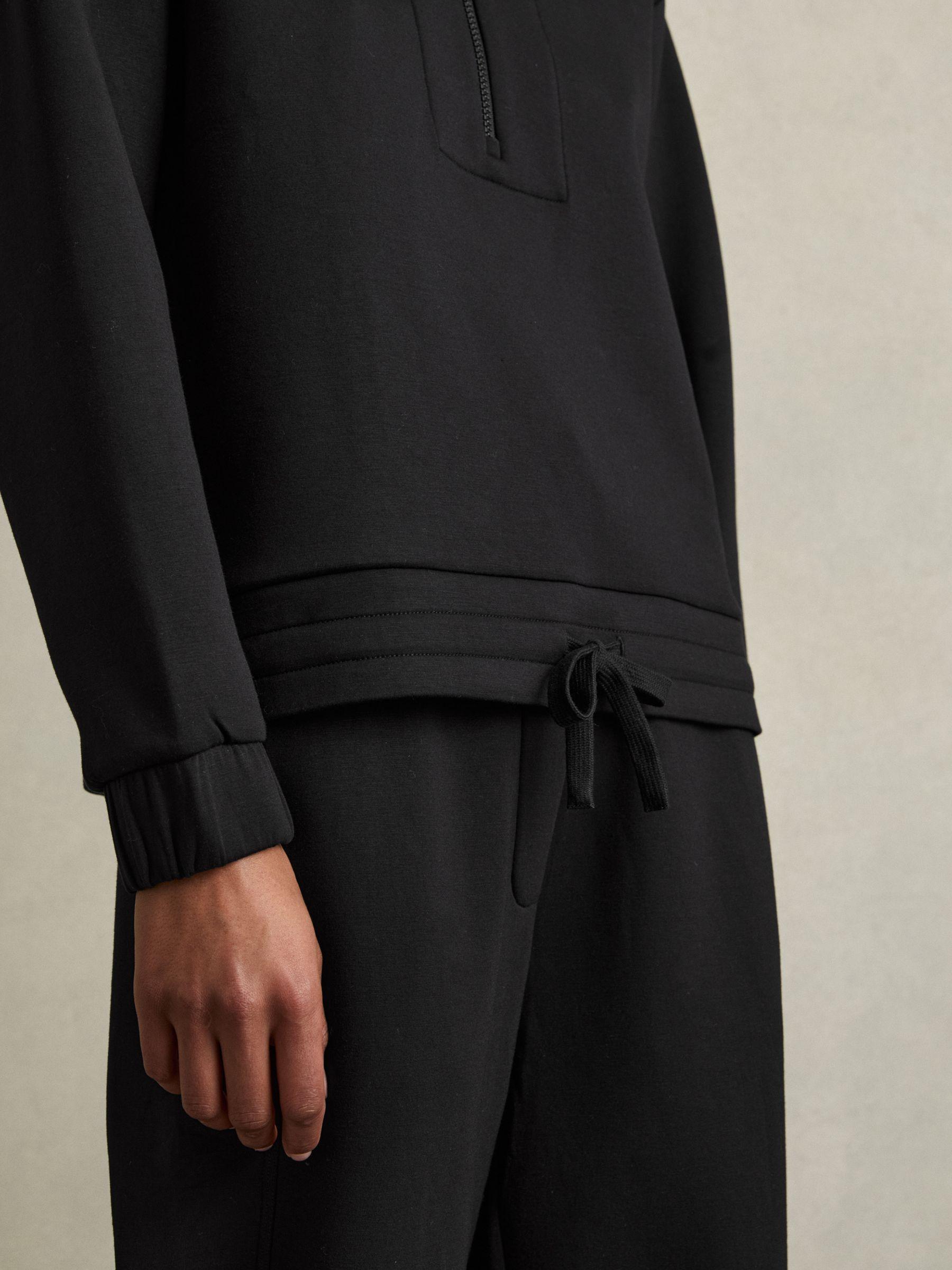 Interlock Half-Zip Drawstring-Hem Sweatshirt in Black Product Image