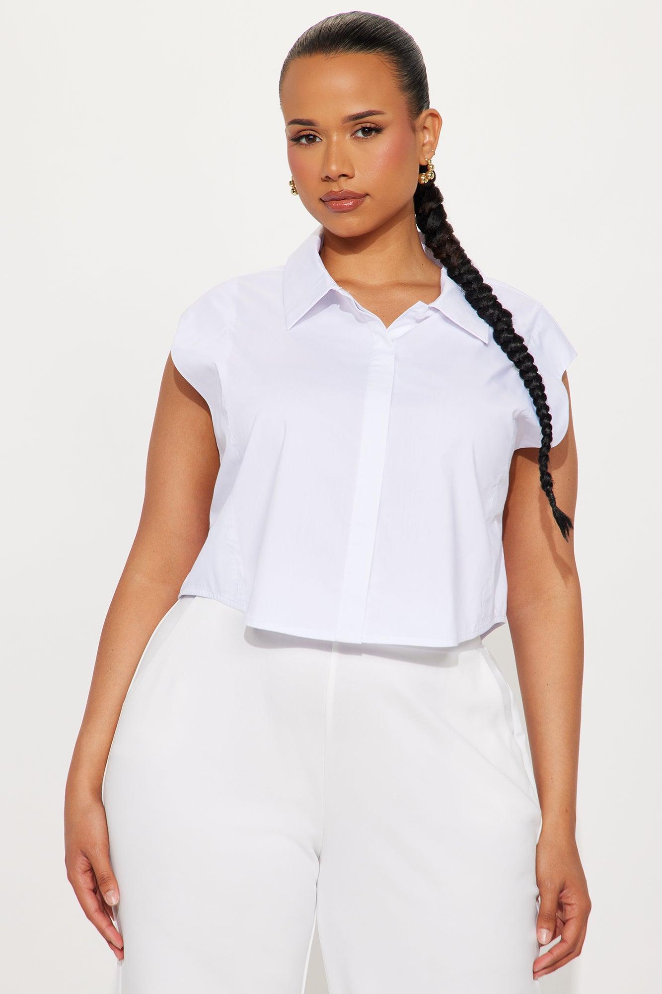 Dream Of Me Lace Up Poplin Top - White Product Image