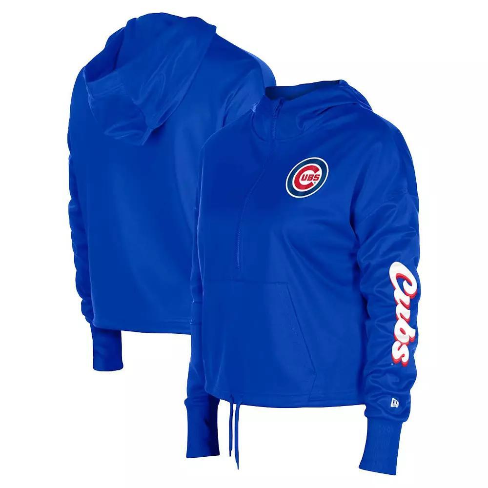 Women's New Era Royal Chicago Cubs Half-Zip Hoodie, Size: Small, Blue Product Image