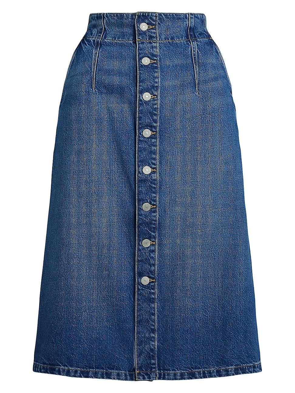 Womens Denim A-Line Midi-Skirt Product Image