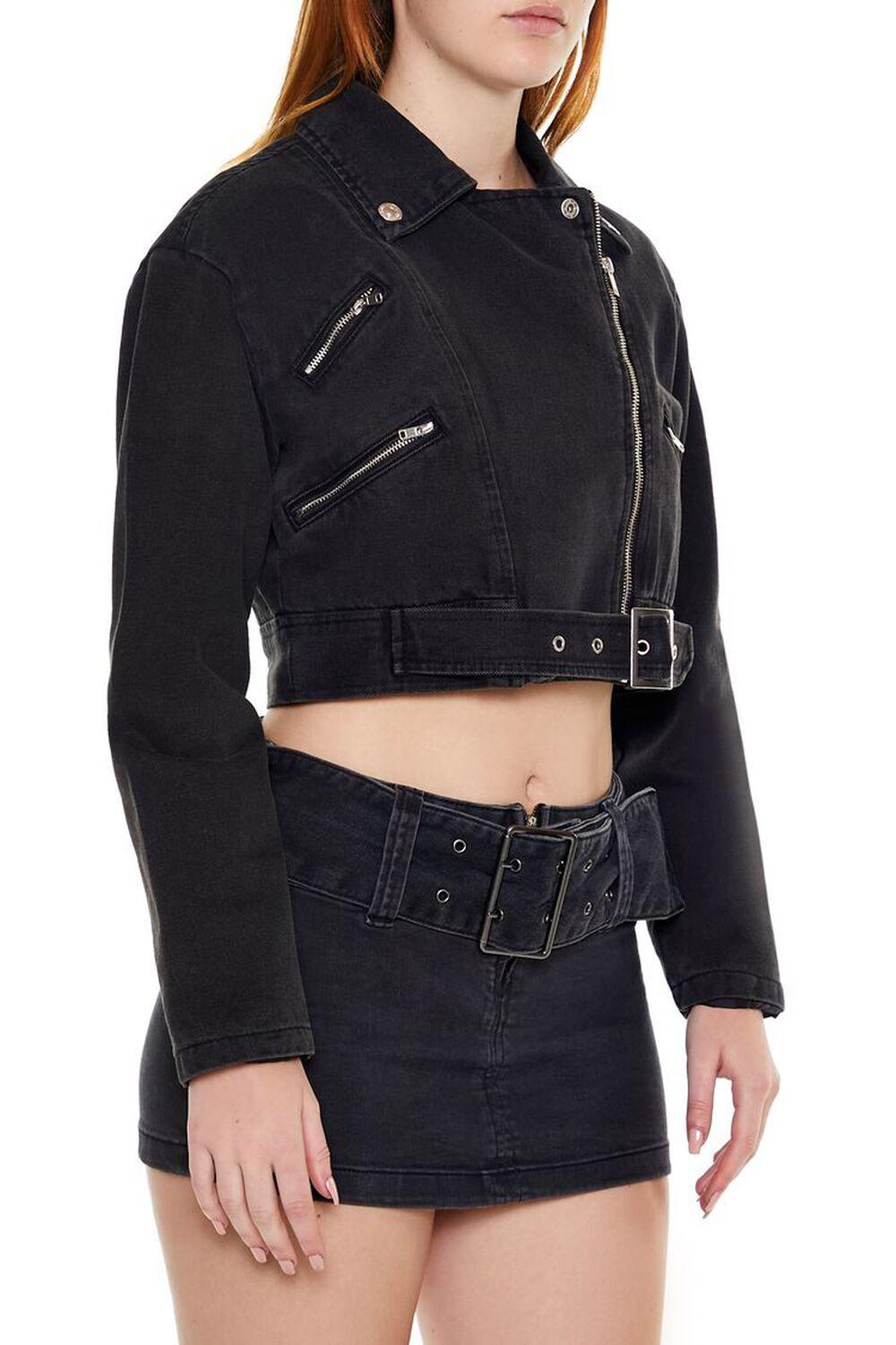 Cropped Denim Moto Jacket | Forever 21 Product Image