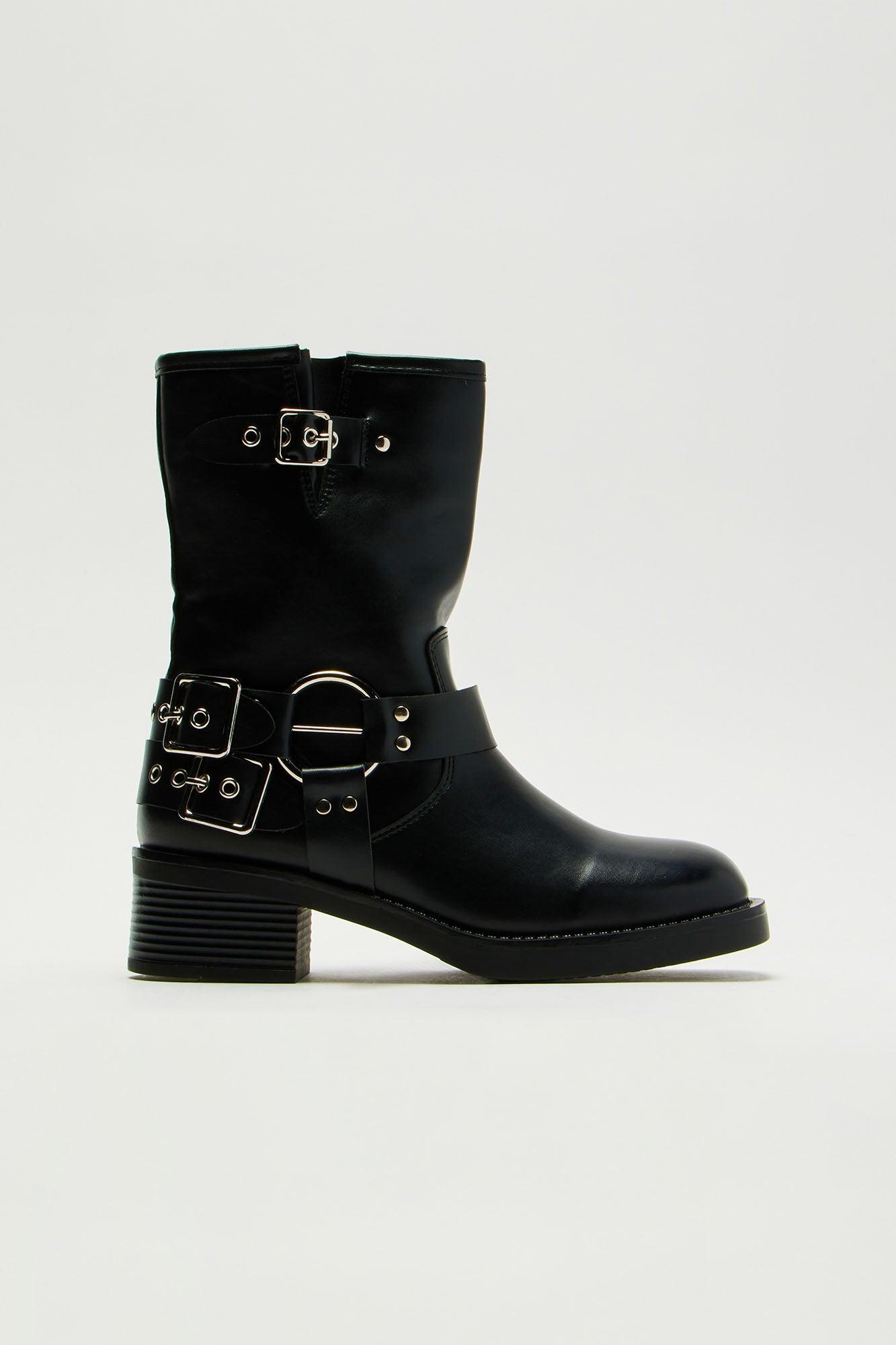 Lenox Buckle Booties - Black Product Image
