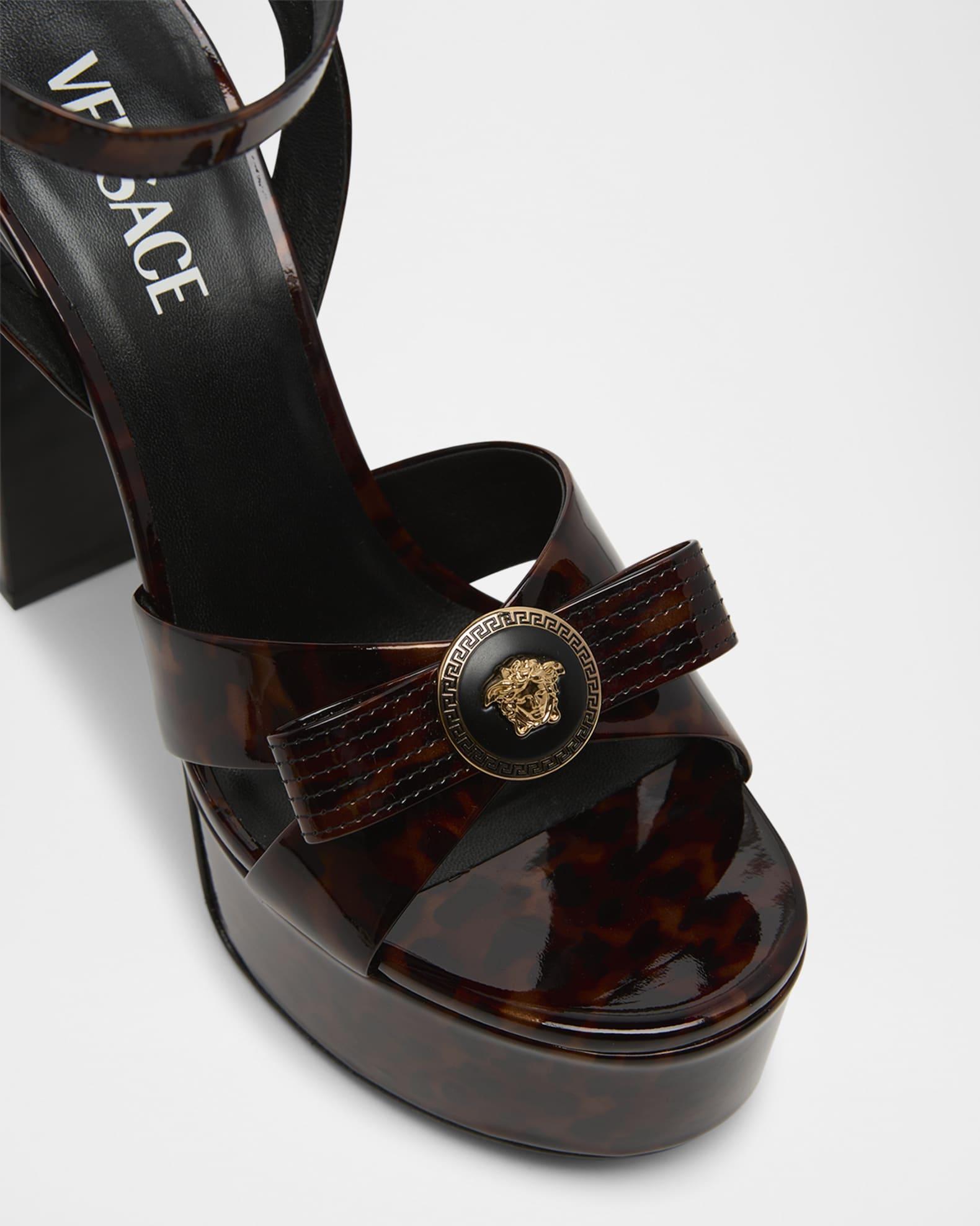 Gianna Ribbon Tortoise Patent Leather Platform Sandals Product Image