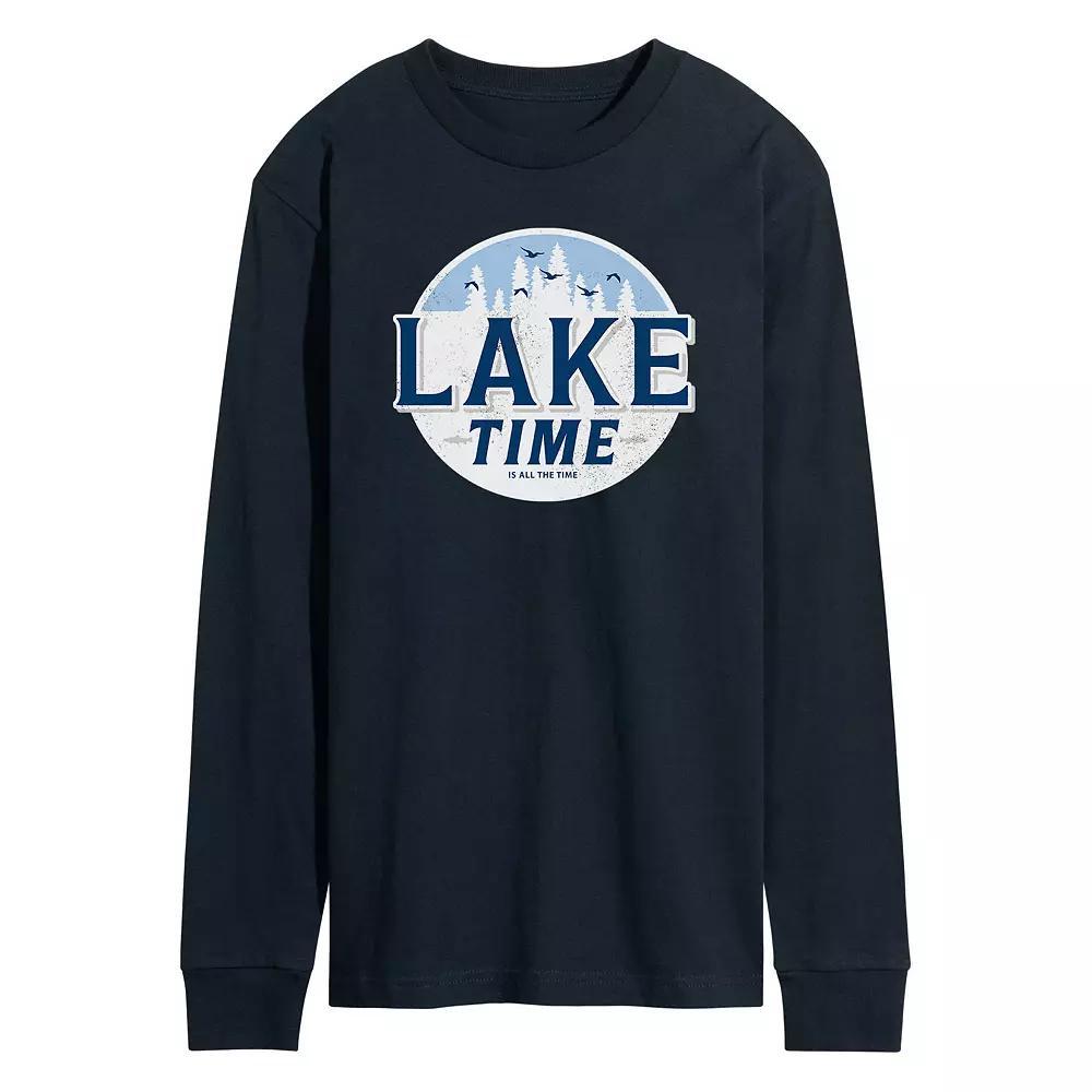 Mens Lake Time Long Sleeve Tee Blue Product Image