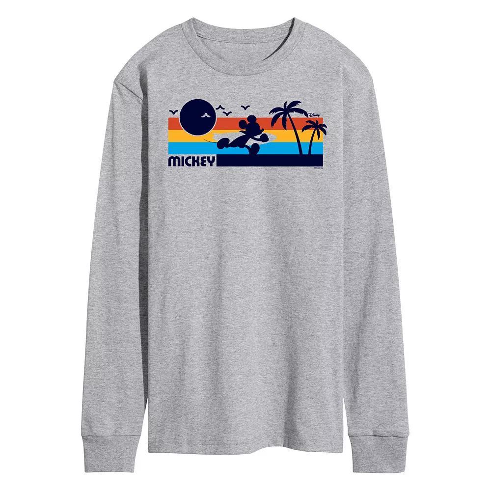 Disneys Mickey Sunset Mens Graphic Tee Grey Gray Product Image