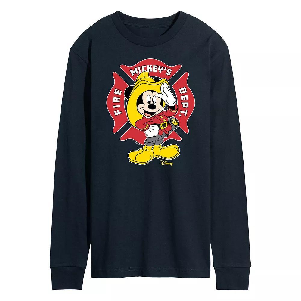 Disney's Mickey Mouse Men's Fire Dept. Badge Long Sleeve Graphic Tee, Size: XL, Grey Gray Product Image
