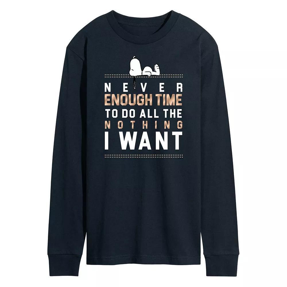 Mens Peanuts Enough Time Long Sleeve Graphic Tee Blue Product Image