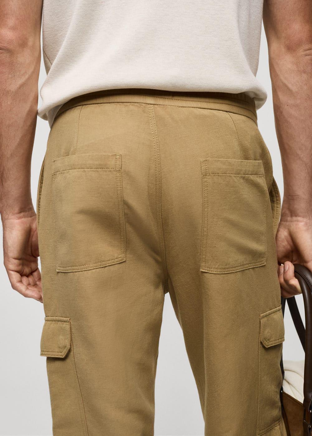 Mango Mens Cotton-Linen Cargo Pants Product Image