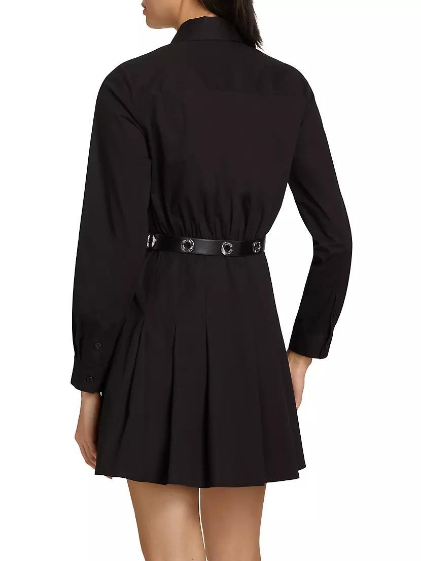 Stretch-Cotton Poplin Belted Mini-Shirtdress Product Image