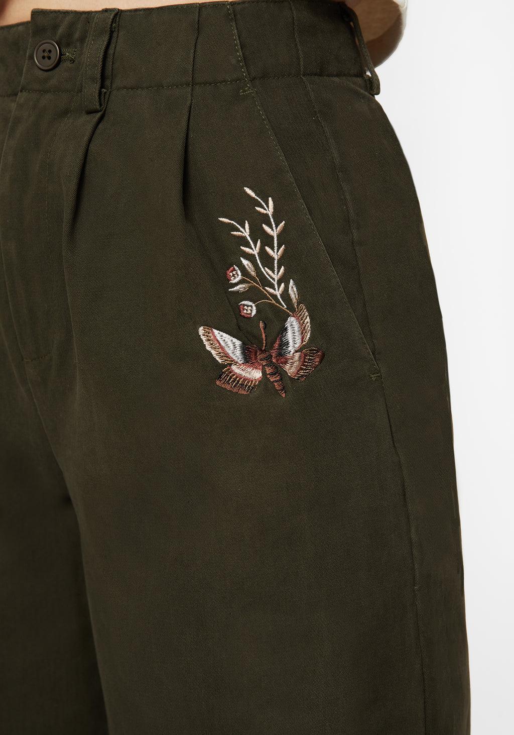 Copia Cotton Embroidered Tapered Tailored Trousers Product Image