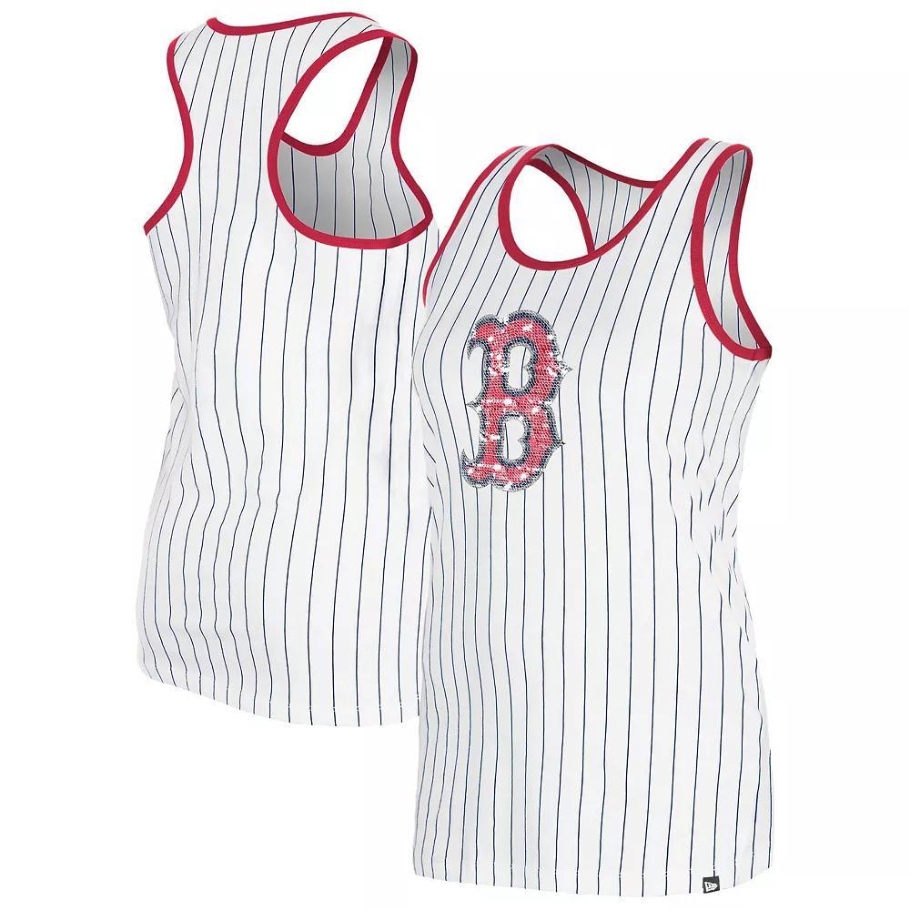 Women's New Era White Boston Red Sox Gameday Pinstripe Tank Top, Size: Small Product Image
