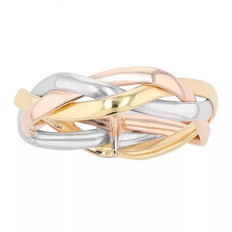 Au Naturale 14k Tricolor Gold 3-Strand 5mm Braided Ring, Women's, Size: 6, 14k  Tone Product Image